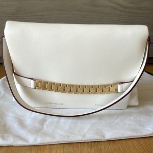 COPY - New Victoria Beckham chain pouch with strap shoulder bag. In color white